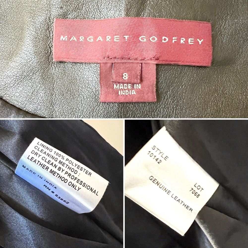 Vintage Margaret Godfrey Black  Leather Vest Women's Size 8 Laced Embroidered - Picture 6 of 6